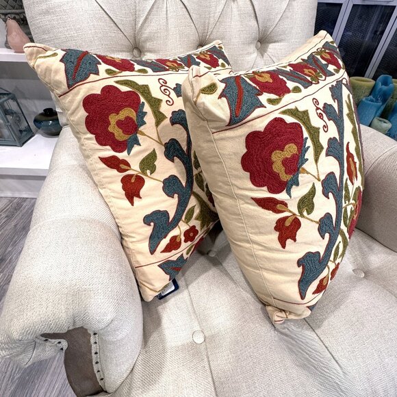 Pottery Barn Embroidered Multicolor Accent Pillows - Picture 2 of 4